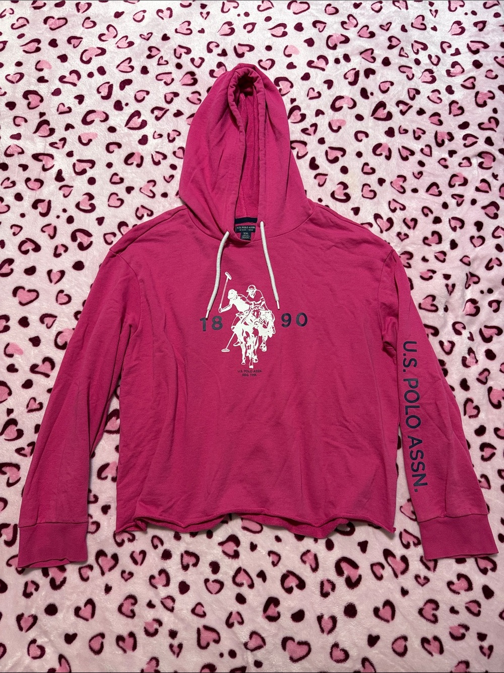 U.S. Polo Assn. Magenta Hooded Long-Sleeve Sweatshirt